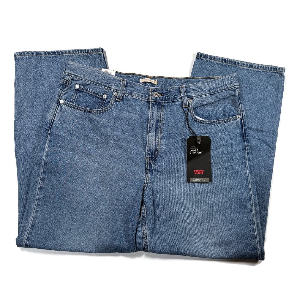 Levis Premium Big E Premium Jeans 33 x 30 Womens Blue NWT Loose Straight Denim